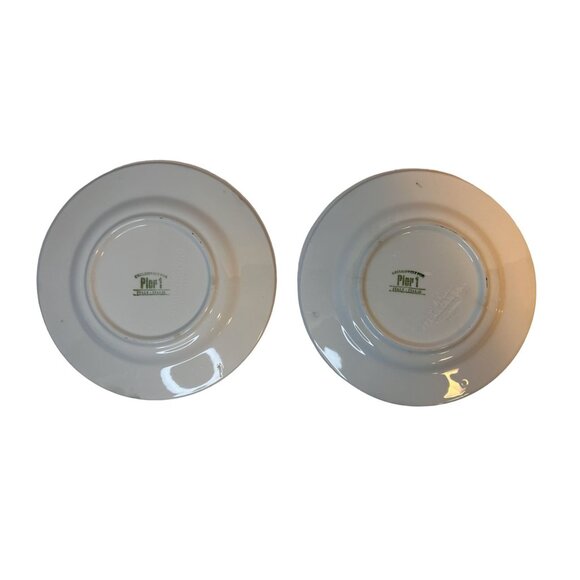 Pier 1 Imports Set-2 Versailles Ceramica Quadrifoglio Blue Green Luncheon Plates - Picture 2 of 12